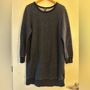 Roots Canada Heathered Black Long Sleeve Crewneck Sweatshirt Midi Dress. Size L.